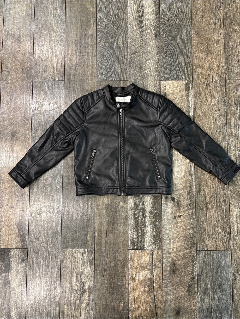 H&M Kids Black Faux Leather Moto Jacket